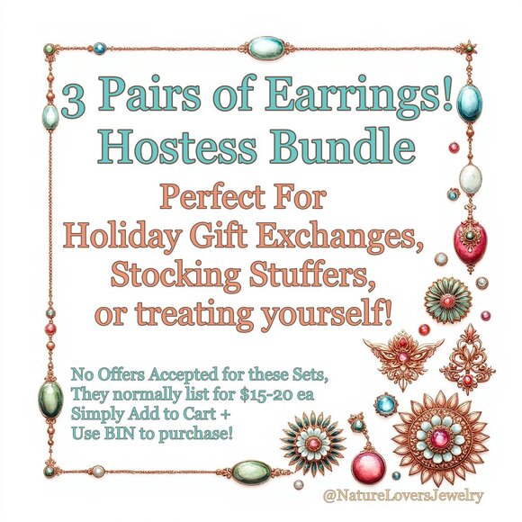 3 Pairs of Handmade Earrings! Winter Birthdays ~ Gift Exchange ~ Office Party - Picture 3 of 11